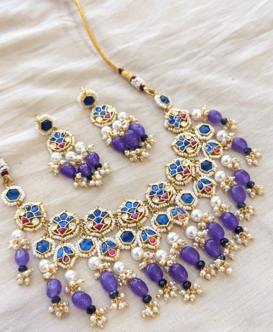 Handmade Pachi Kundan Necklace Set