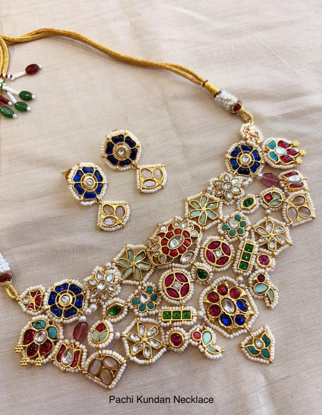 Handmade Pachi Kundan Necklace Set
