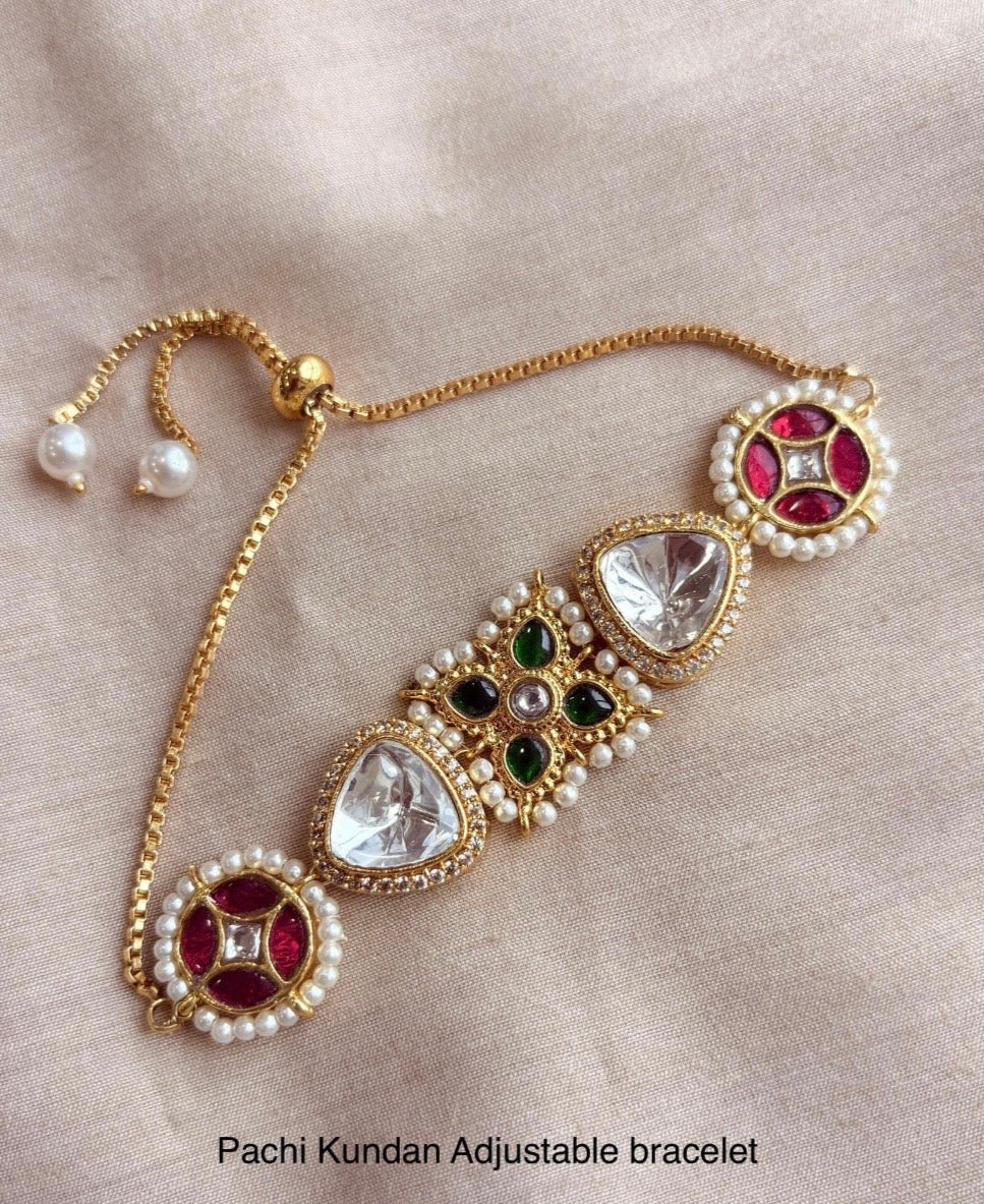 Traditional Indian Kundan Adjustable Bracelet
