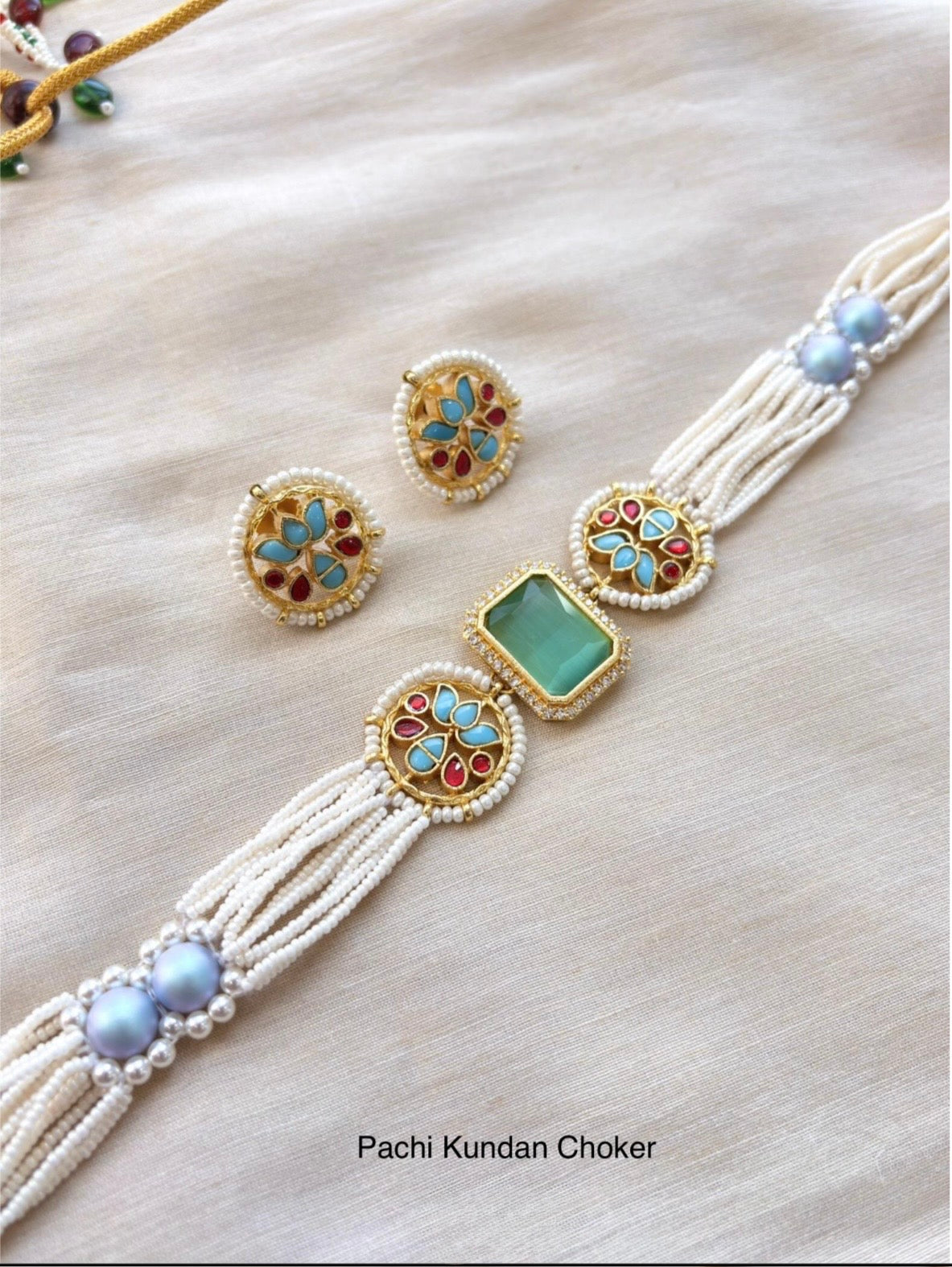 Pachi Kundan Choker Necklace Set | Bridal Jewelry USA | Reet Tradition