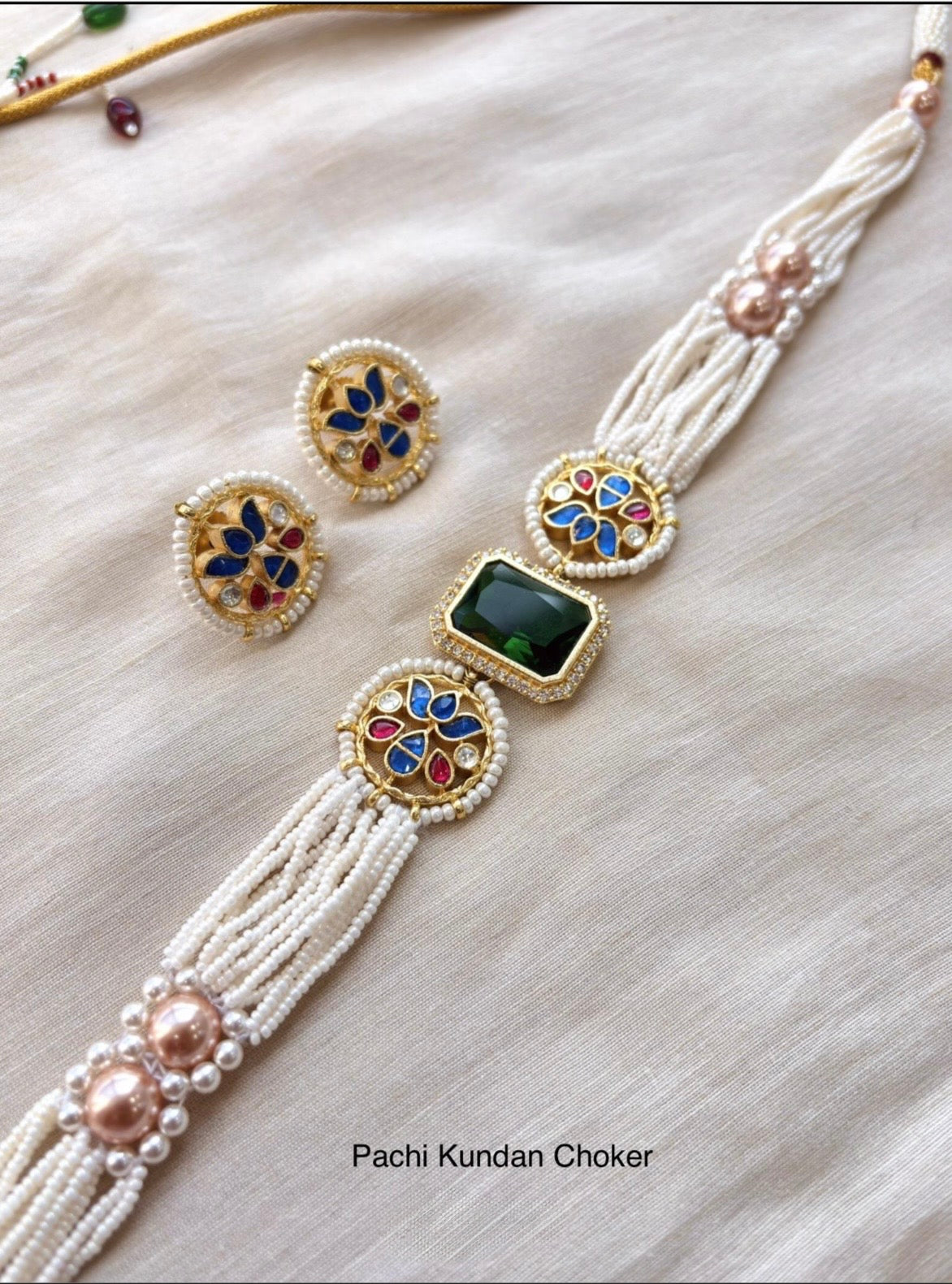 Pachi Kundan Choker Necklace Set | Bridal Jewelry USA | Reet Tradition