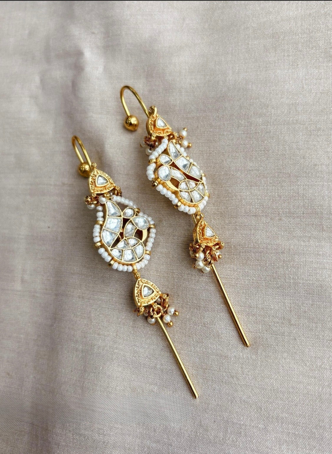 Handmade Pachi Kundan Ear Cuffs for Women