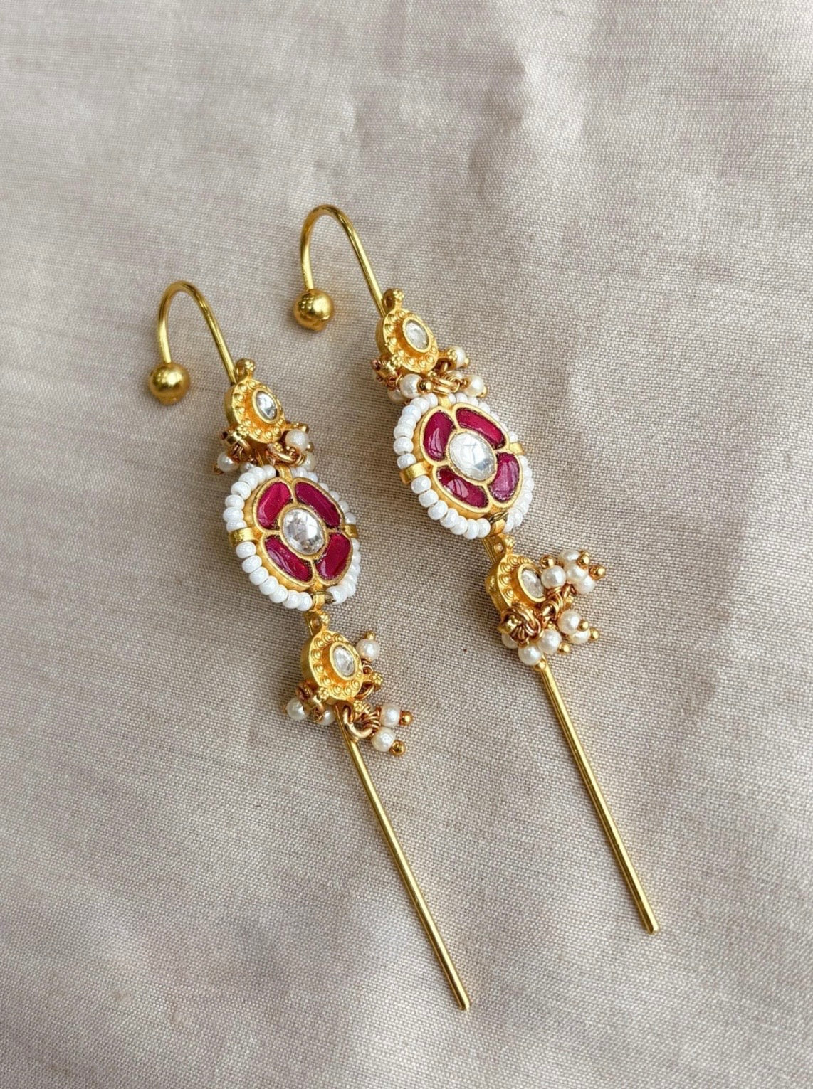 Handmade Pachi Kundan Ear Cuffs for Women