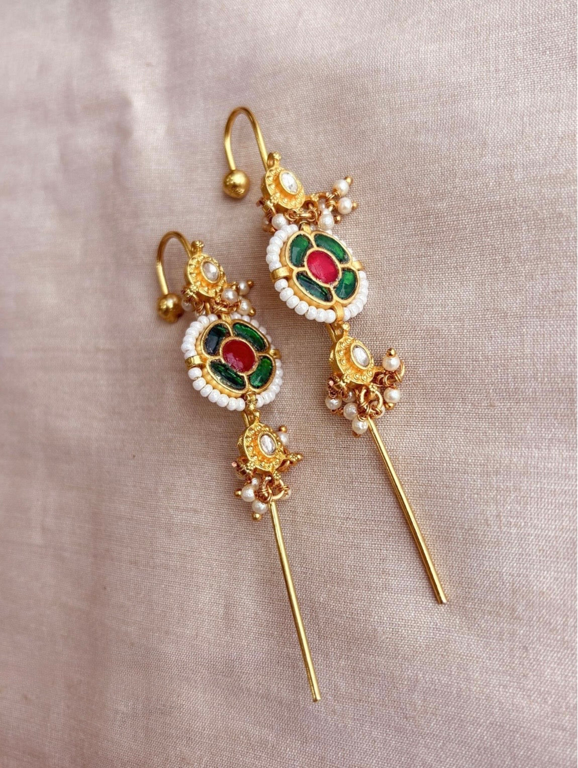 Handmade Pachi Kundan Ear Cuffs for Women