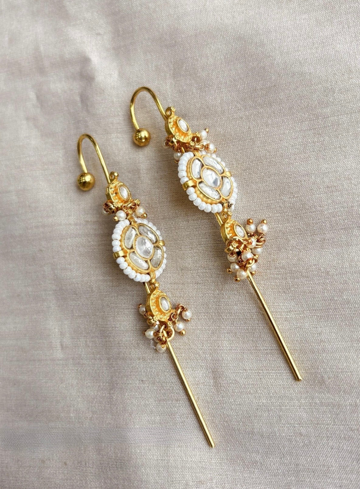 Handmade Pachi Kundan Ear Cuffs for Women