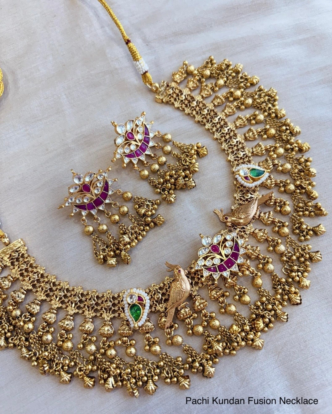 Handcrafted Pachi Kundan Fusion Necklace Set – Contemporary Indian Jewelry USA | Reet Tradition
