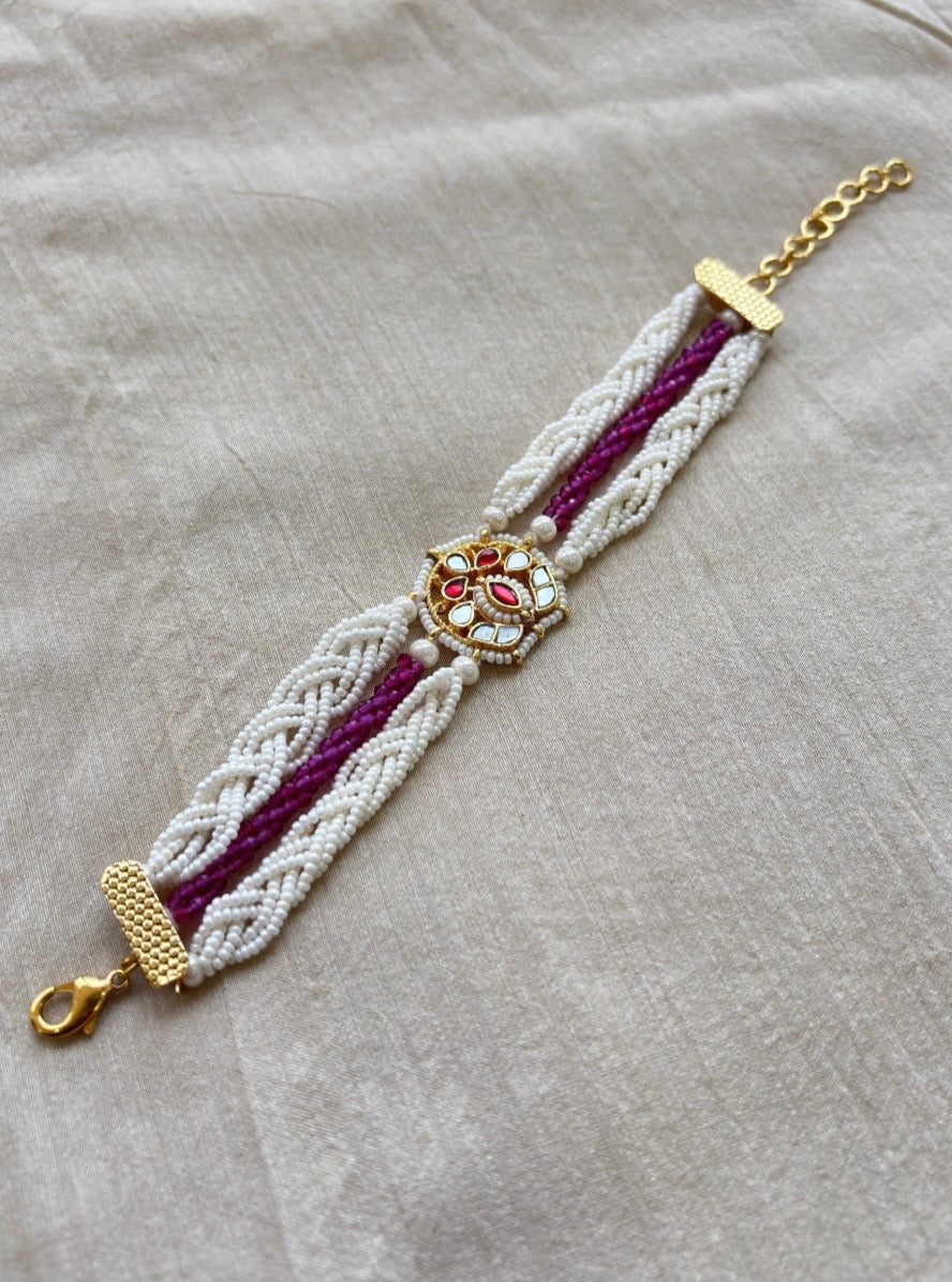 Pachi Kundan Adjustable Bracelet | Indian Jewelry USA | Reet Tradition