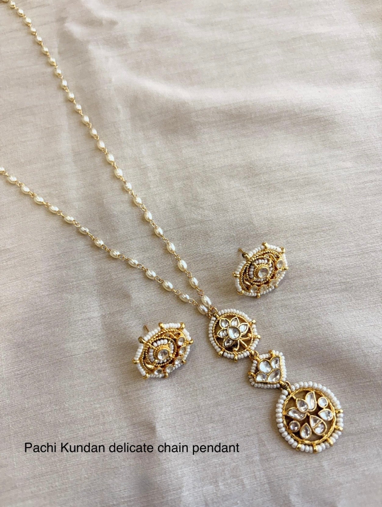 Handcrafted Pachi Kundan Chain Pendant Necklace – Traditional Indian Jewelry USA | Reet Tradition