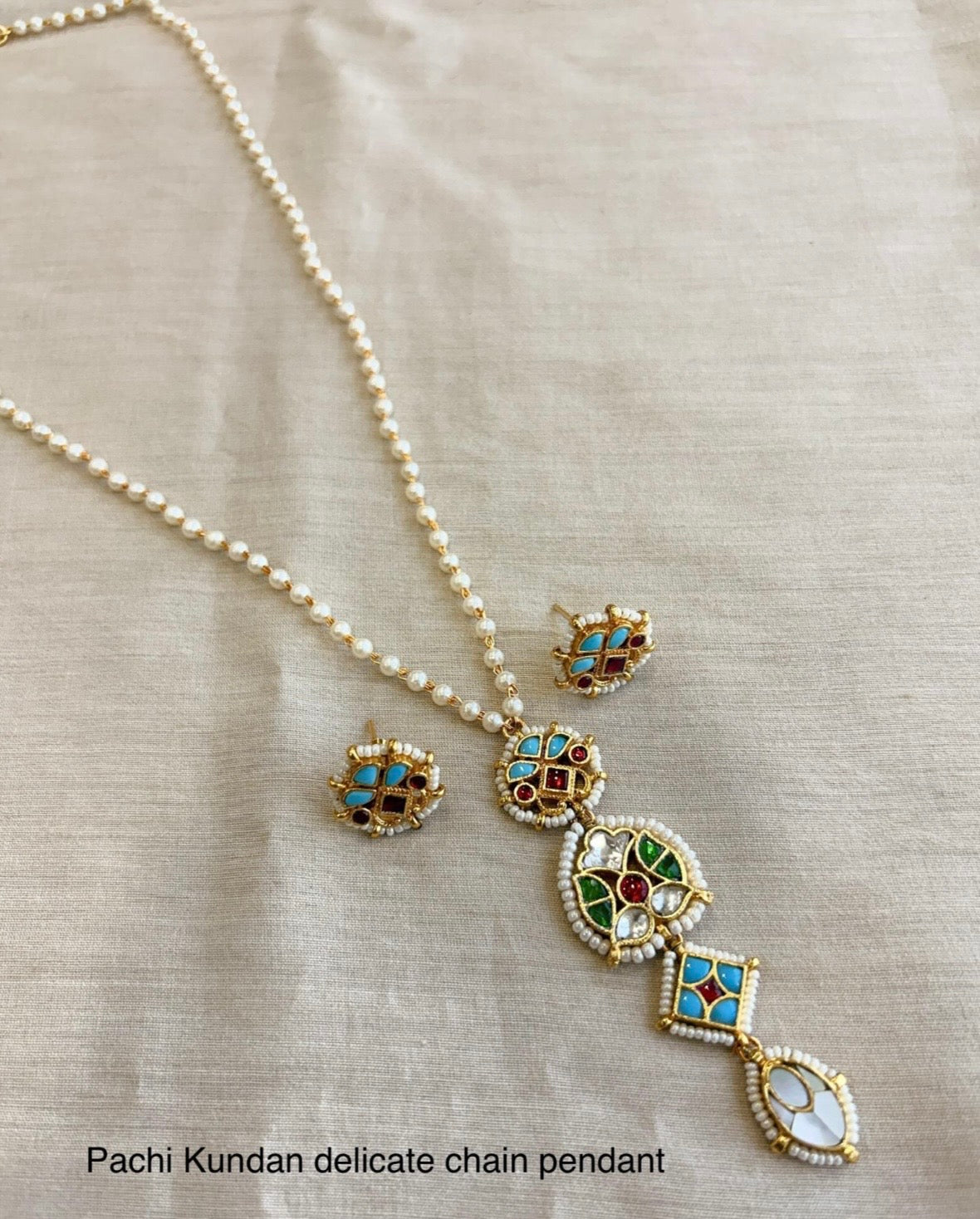 Handcrafted Pachi Kundan Chain Pendant Necklace – Traditional Indian Jewelry USA | Reet Tradition