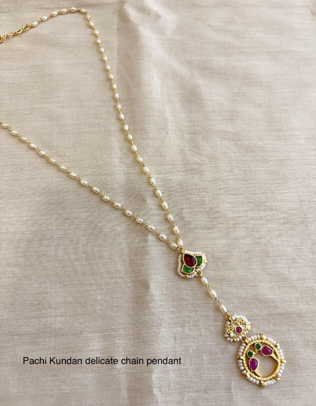 Handcrafted Pachi Kundan Chain Pendant Necklace – Traditional Indian Jewelry USA | Reet Tradition
