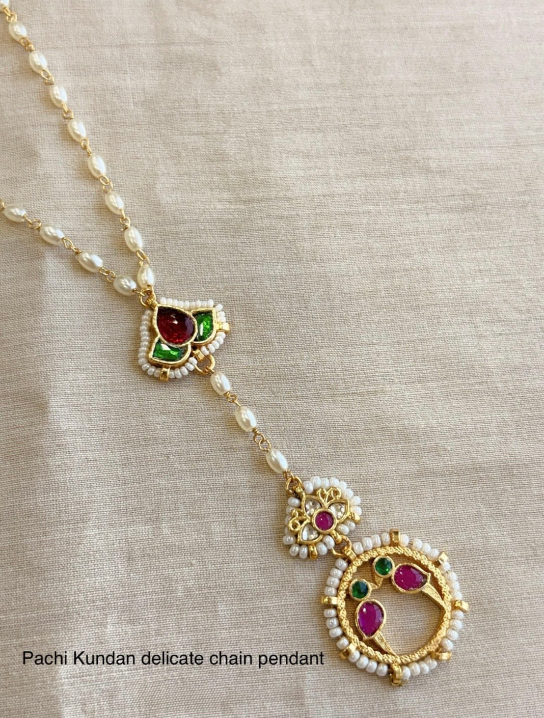 Handcrafted Pachi Kundan Chain Pendant Necklace – Traditional Indian Jewelry USA | Reet Tradition