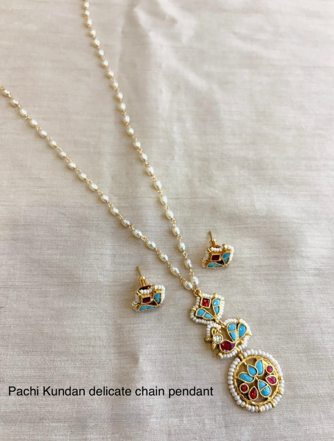 Handcrafted Pachi Kundan Chain Pendant Necklace – Traditional Indian Jewelry USA | Reet Tradition