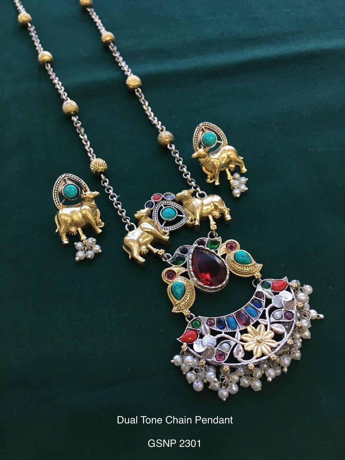 Vintage German Silver Boho Statement Necklace 50