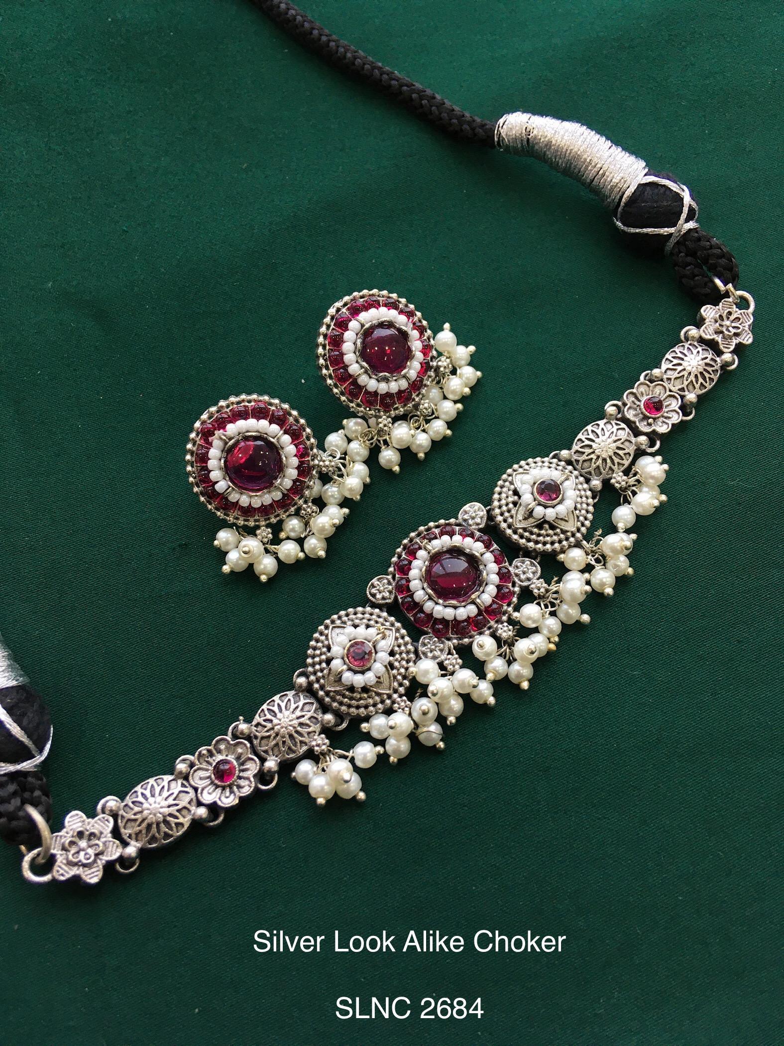 Vintage German Silver Boho Statement Necklace 29