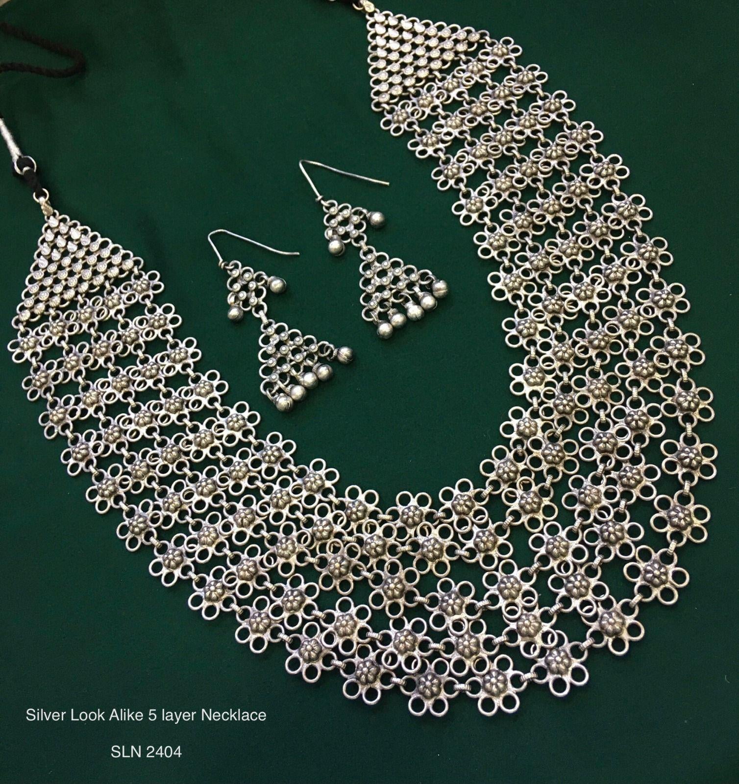Vintage German Silver Boho Statement Necklace 37