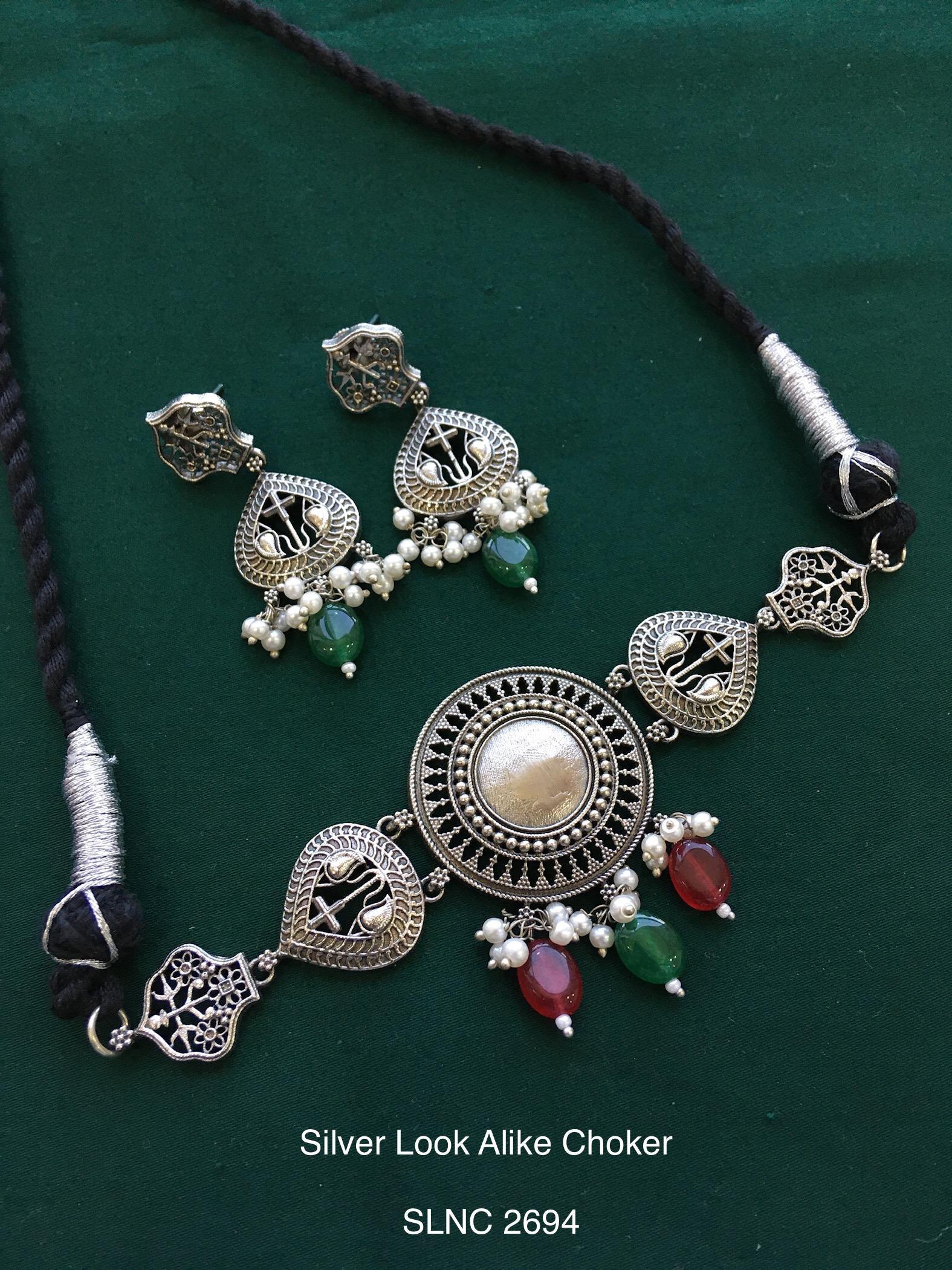 Vintage German Silver Boho Statement Necklace 15
