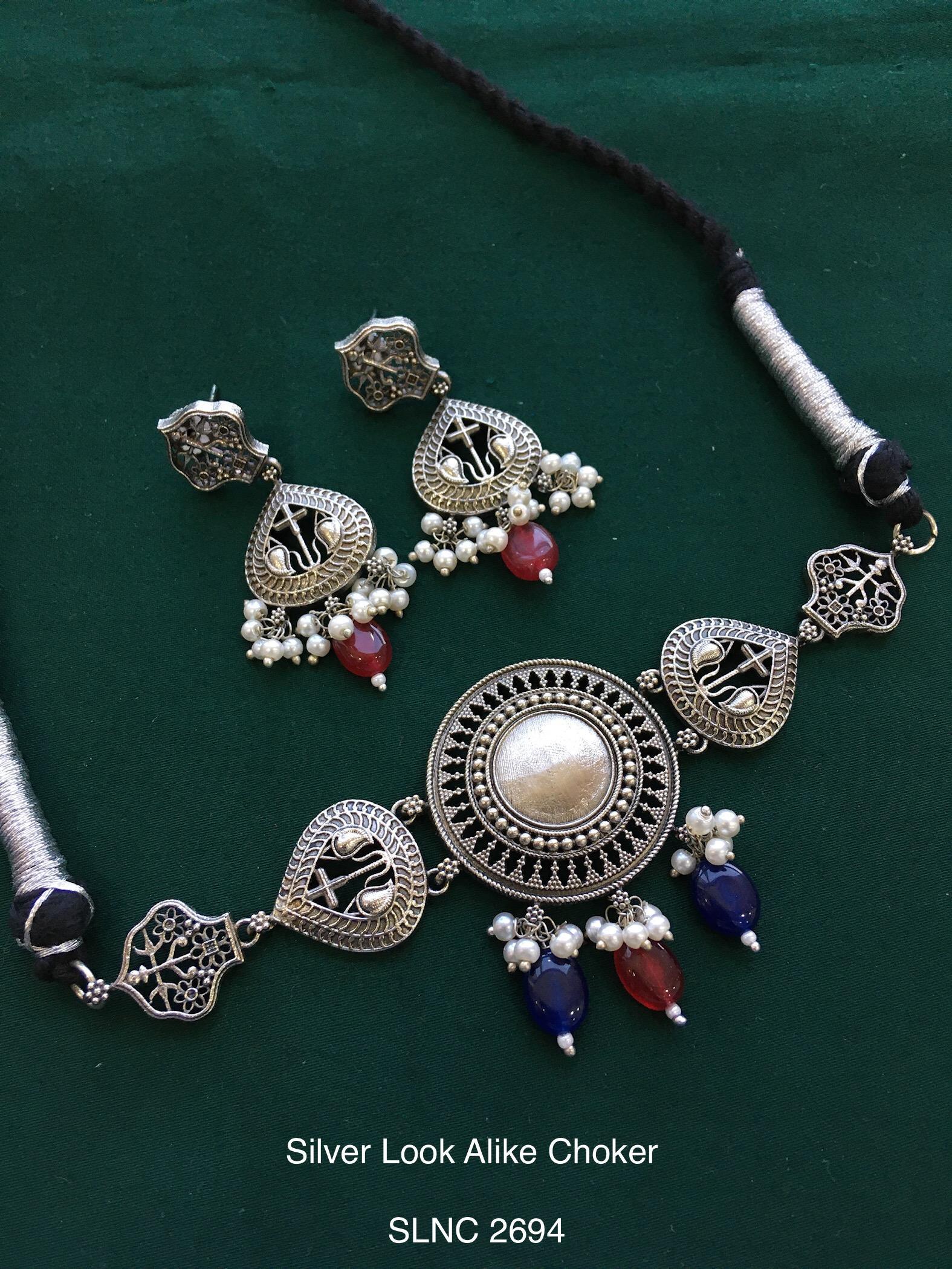 Vintage German Silver Boho Statement Necklace 23