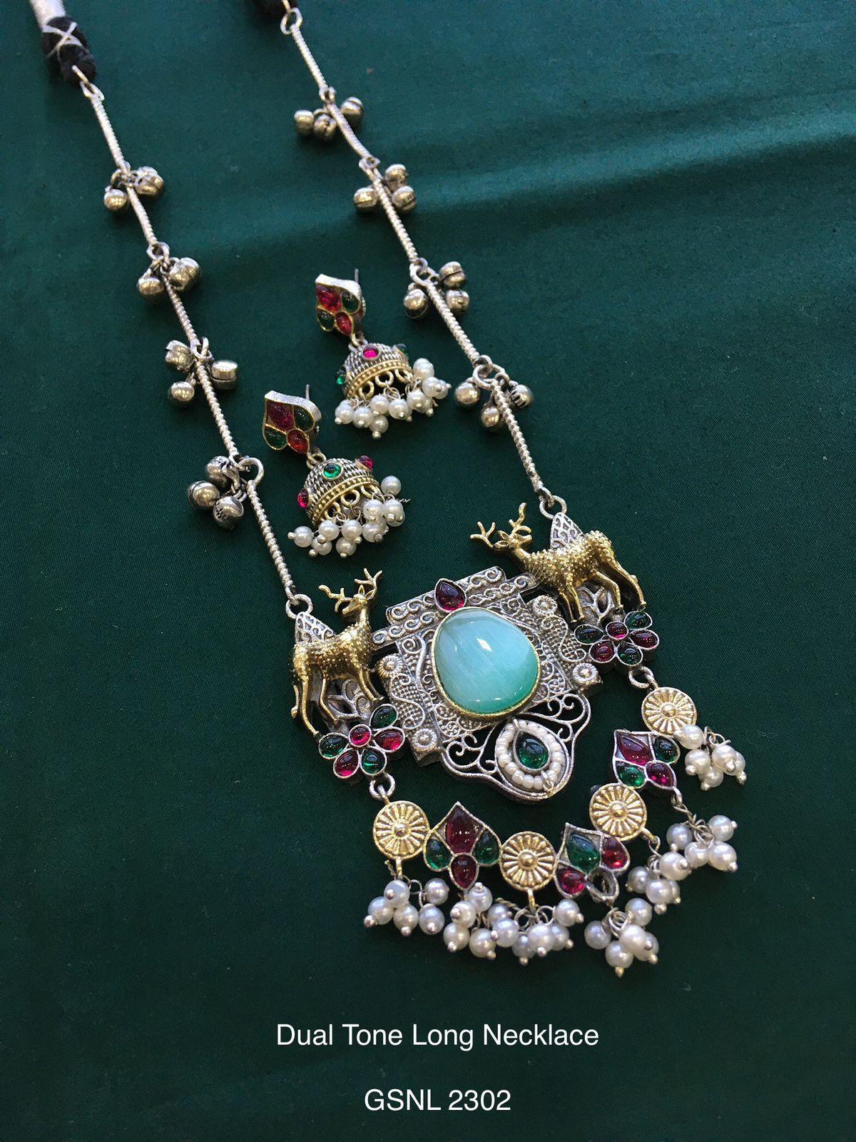 Vintage German Silver Boho Statement Necklace 45