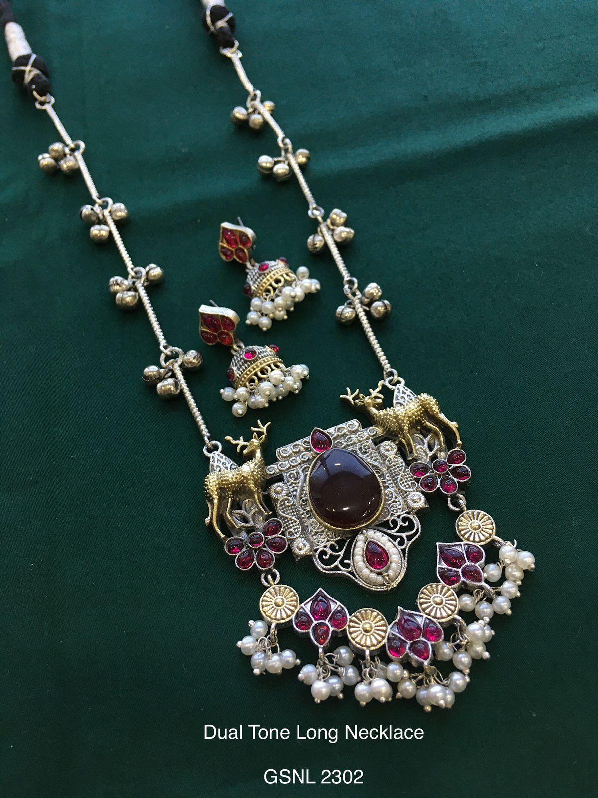 Vintage German Silver Boho Statement Necklace 49